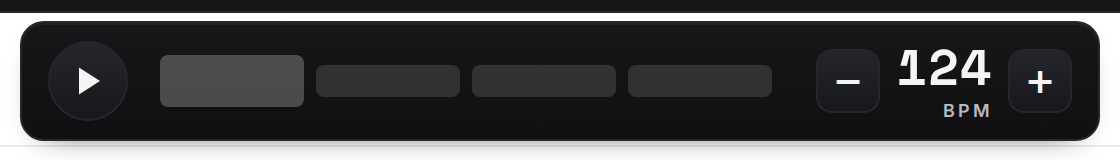 The metronome bar: the start button, the beat strip, and the tempo readout between its minus and plus buttons.